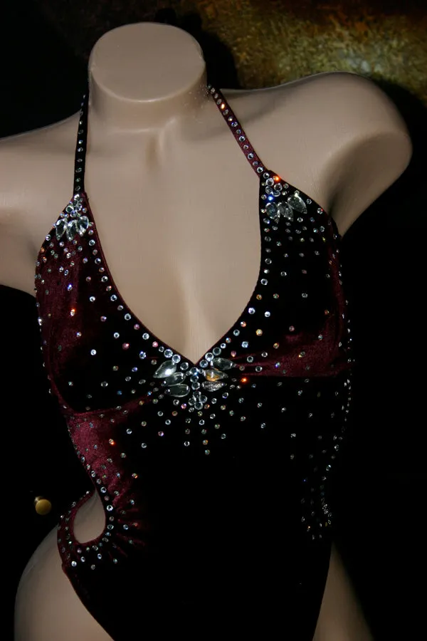 Deep Burgundy One-piece Figure Competition Suit