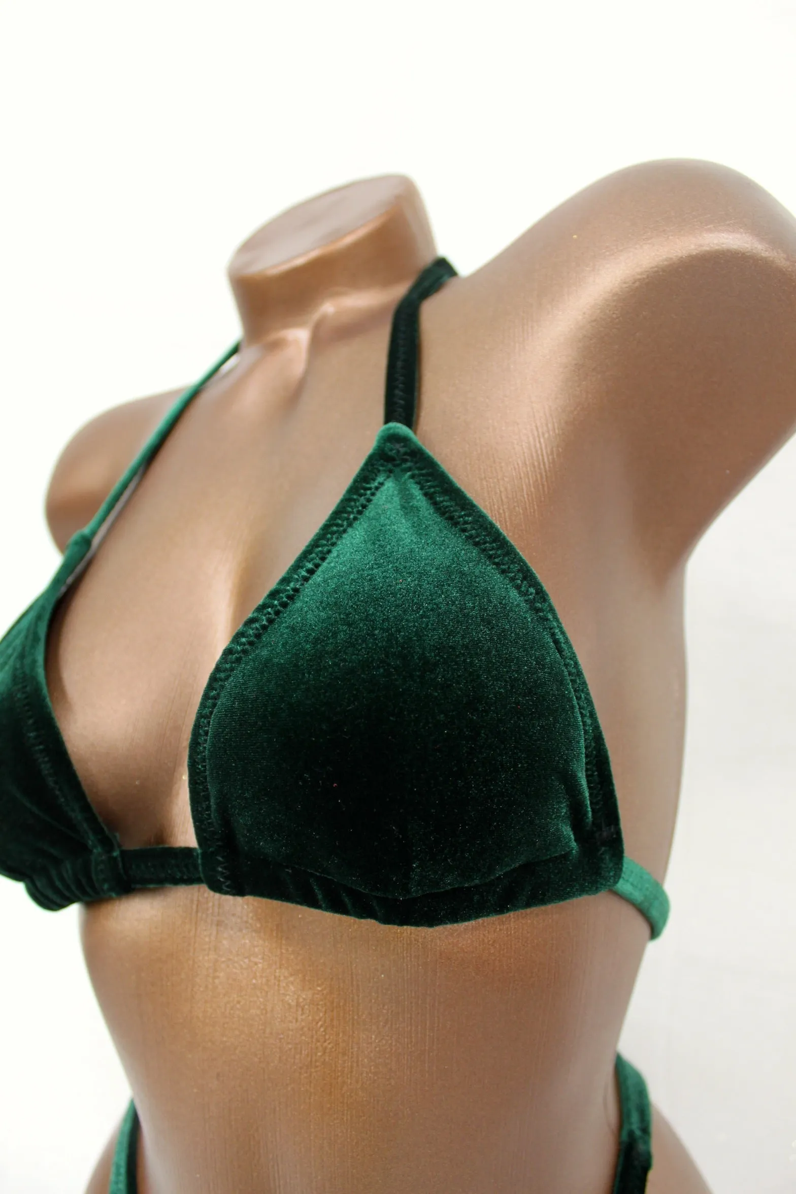 Deep Green Velvet Posing Suit/ Figure Competition Posing Bikini