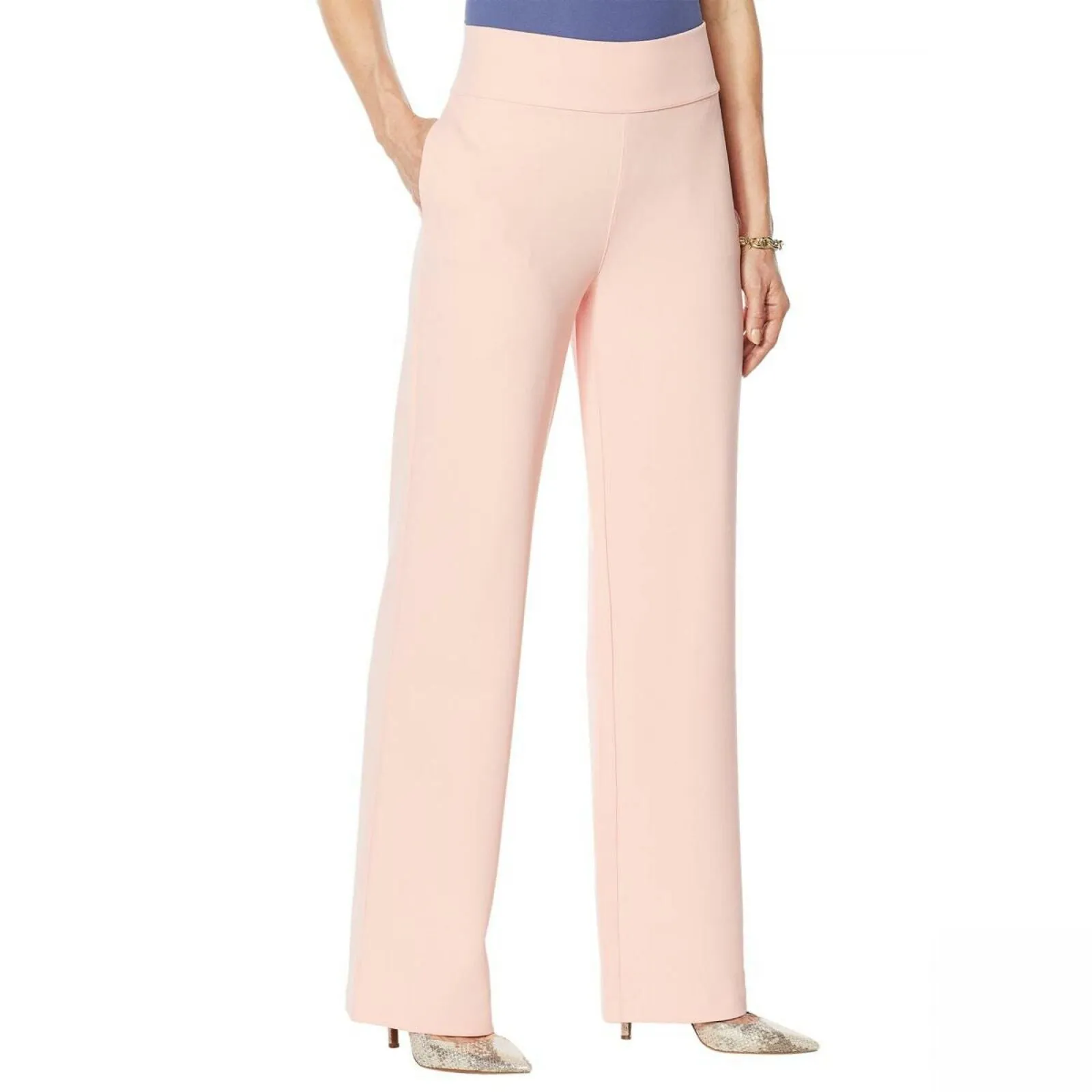 DG2 by Diane Gilman Women's Petite Wrinkle Resistant Stretch Crepe Pull On Trousers