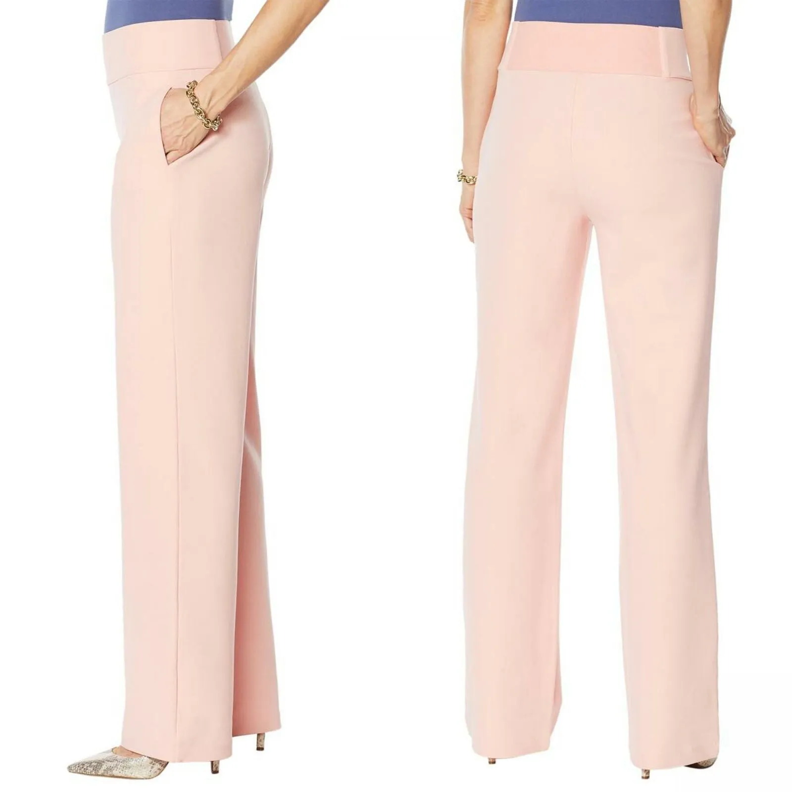 DG2 by Diane Gilman Women's Petite Wrinkle Resistant Stretch Crepe Pull On Trousers