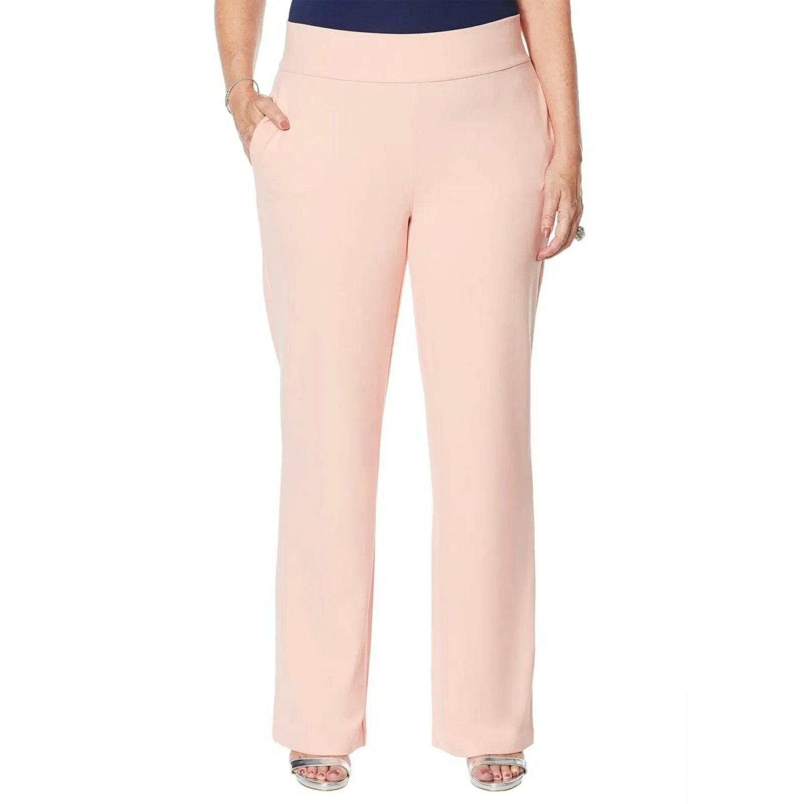 DG2 by Diane Gilman Women's Petite Wrinkle Resistant Stretch Crepe Pull On Trousers