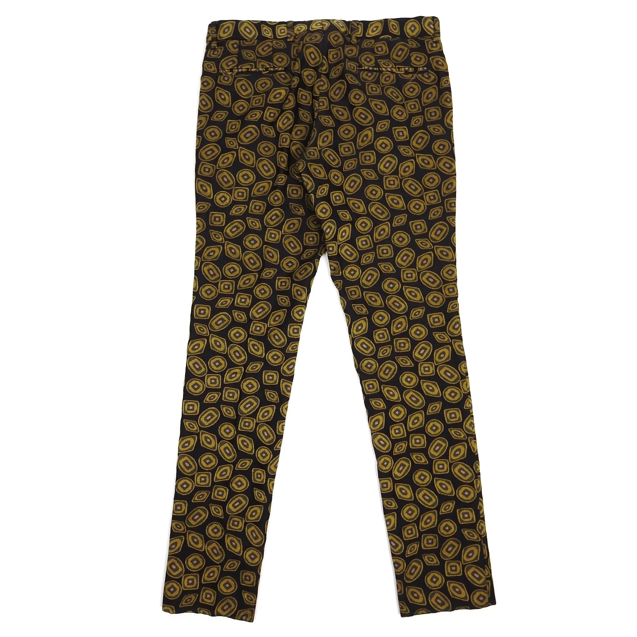 Dries Van Noten Black/Gold Pattern Trousers Size 48