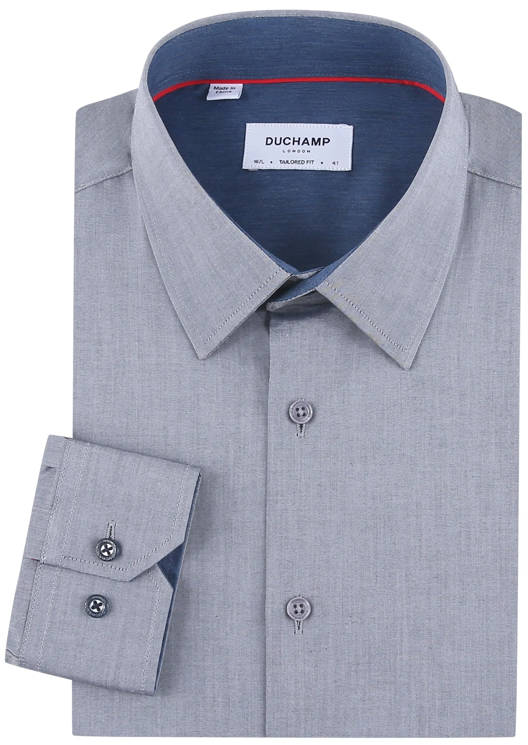 Duchamp London Grey Solid Dress Shirt