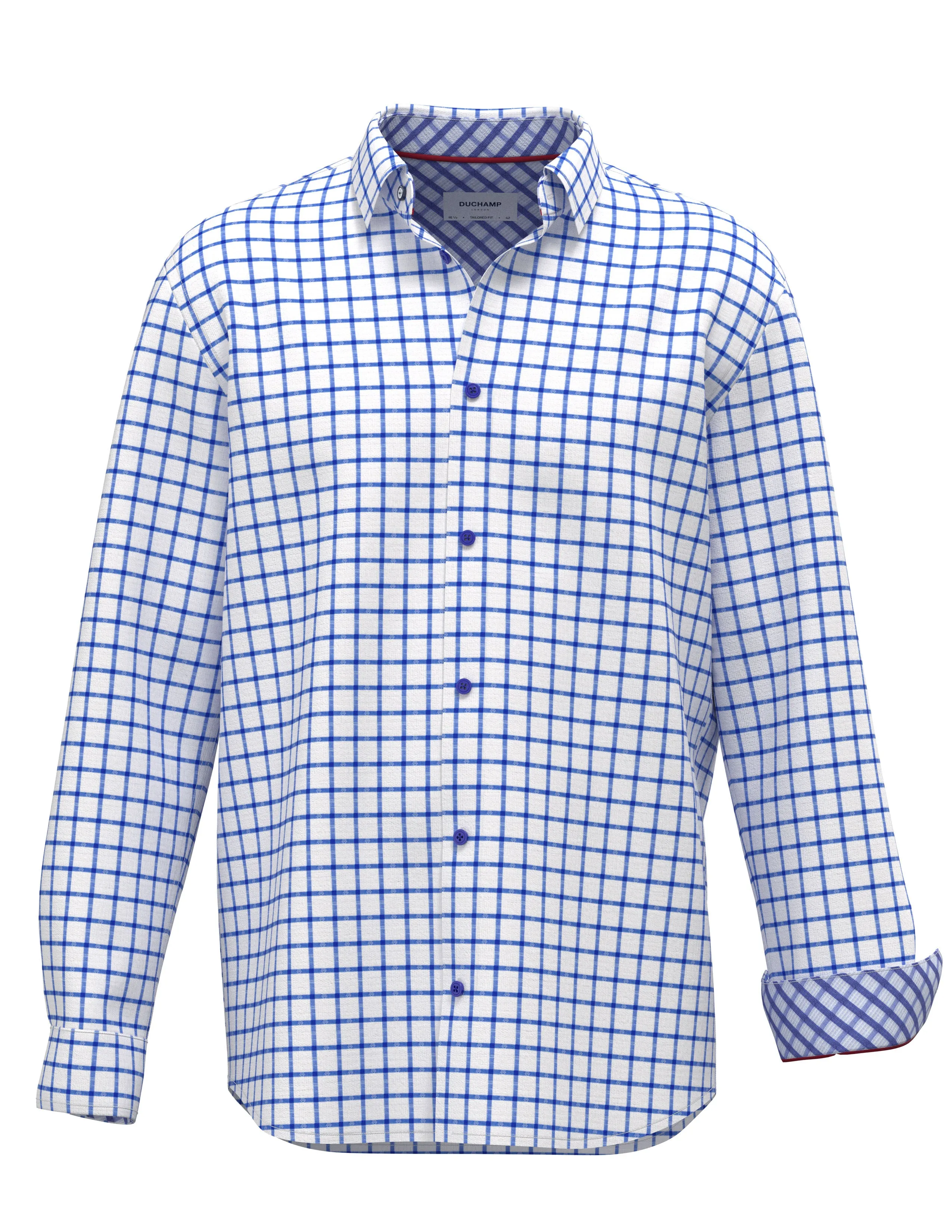 Duchamp London Modern Windowpane Dress Shirt