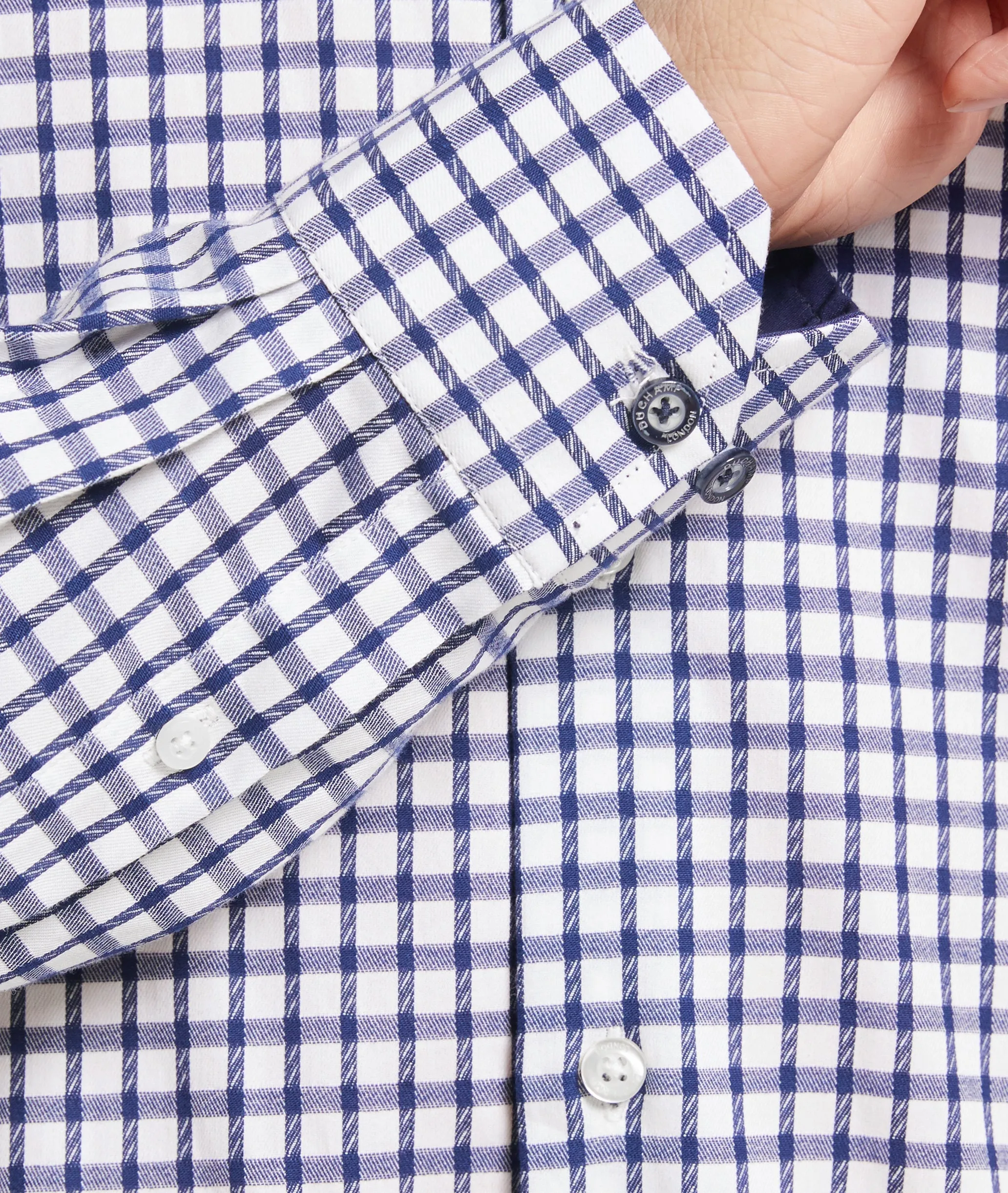 Duchamp London Navy Check Dress Shirt