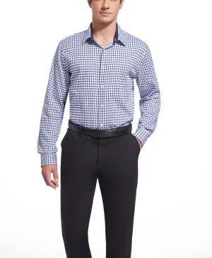 Duchamp London Navy Check Dress Shirt