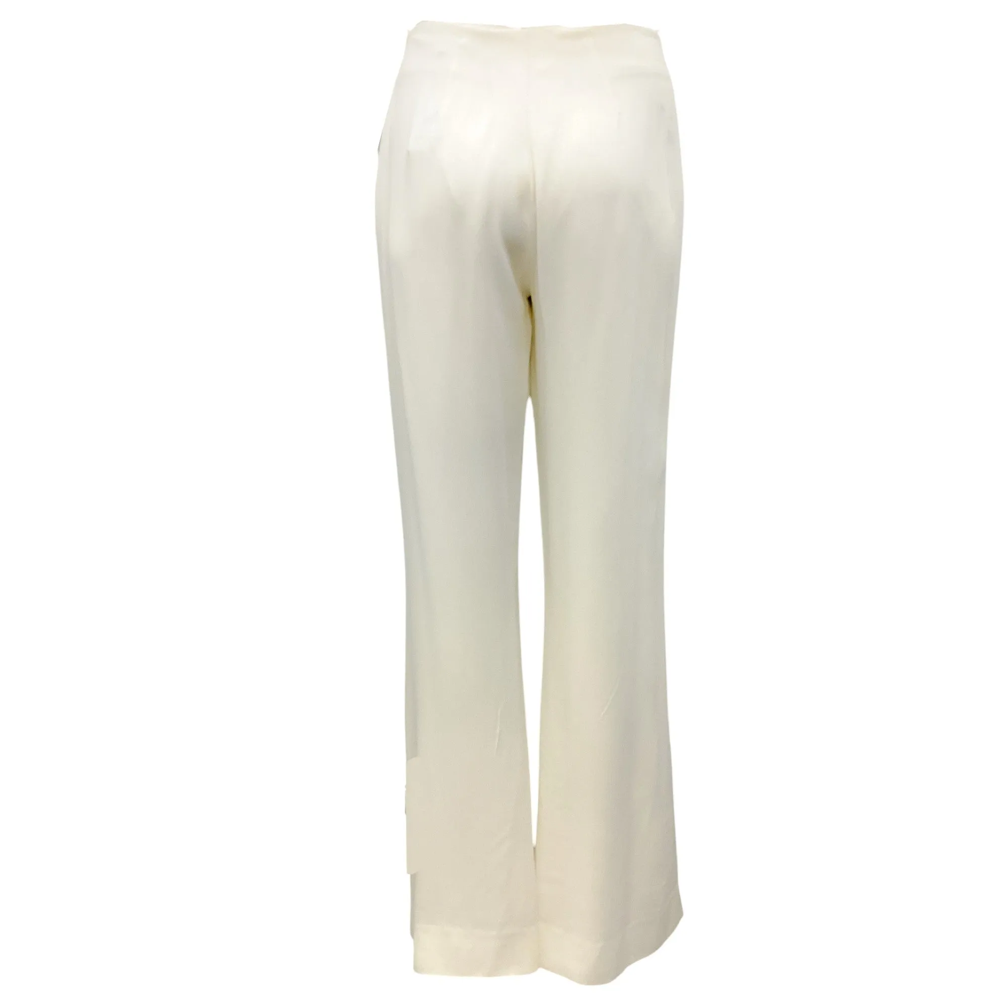 Edward Achour Fall 2014 White / Gold Buttoned Crepe Trousers