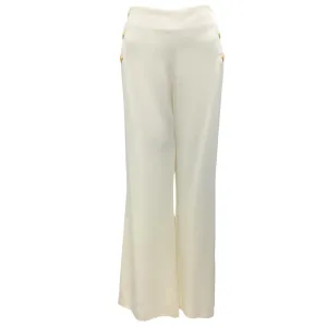 Edward Achour Fall 2014 White / Gold Buttoned Crepe Trousers