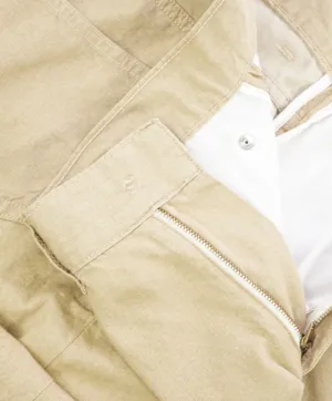 EIDOS By ISAIA - SLIM 5-Pocket Flat Front Textured Beige Pants - 30W