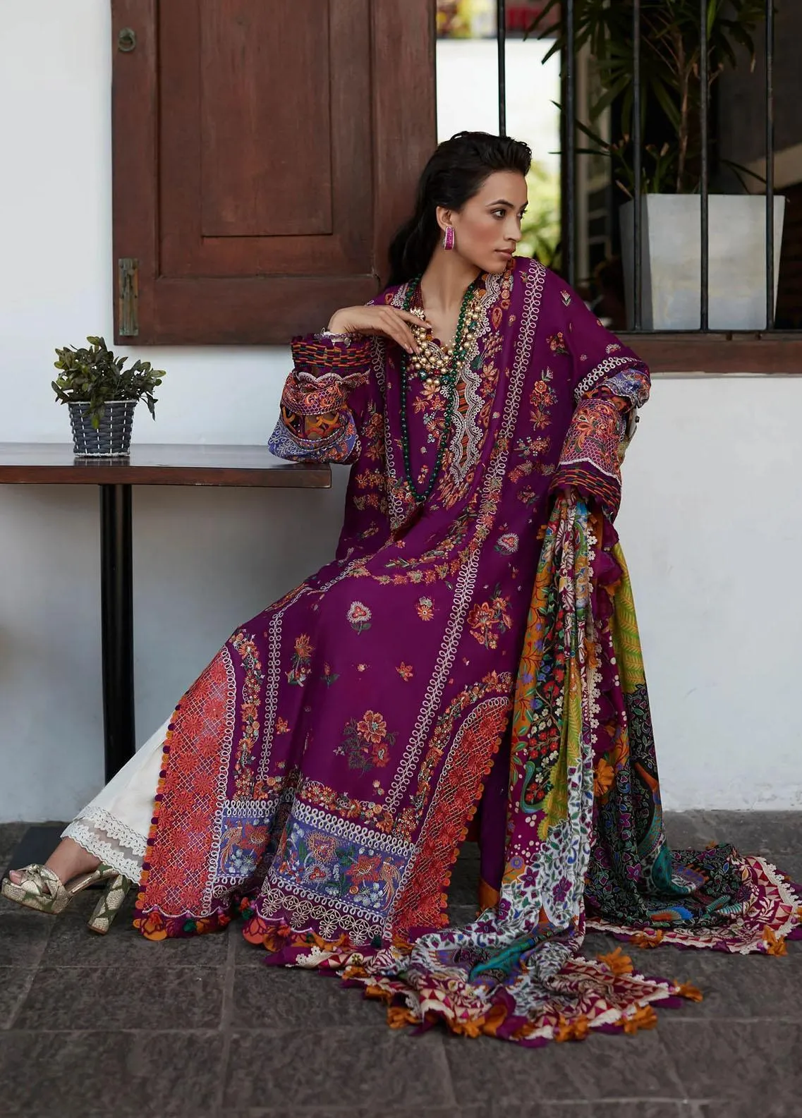 Elan Embroidered Lawn Suits Unstitched 3 Piece EL23-08 B Aalia - Summer Collection