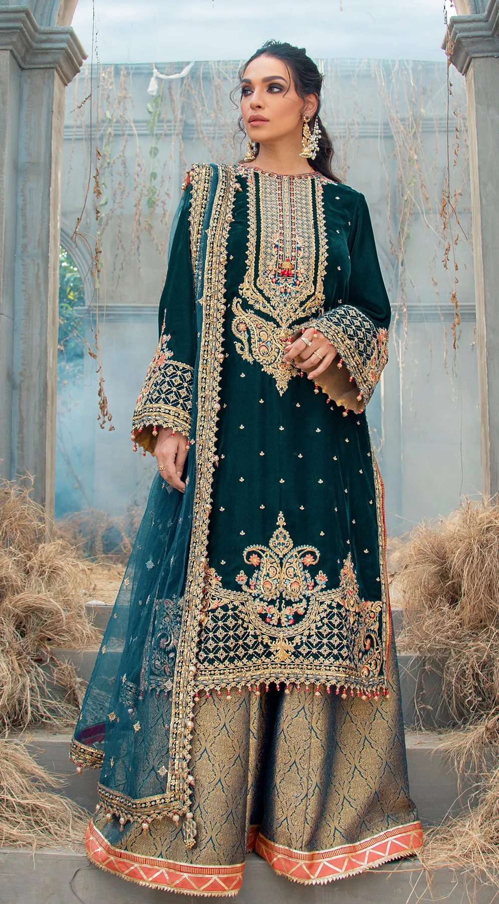 ELLANIE VL121-07 |  Anaya by Kiran Chaudhry Velour De Fete '21 | Unstitched Embroidered Velvet Suits