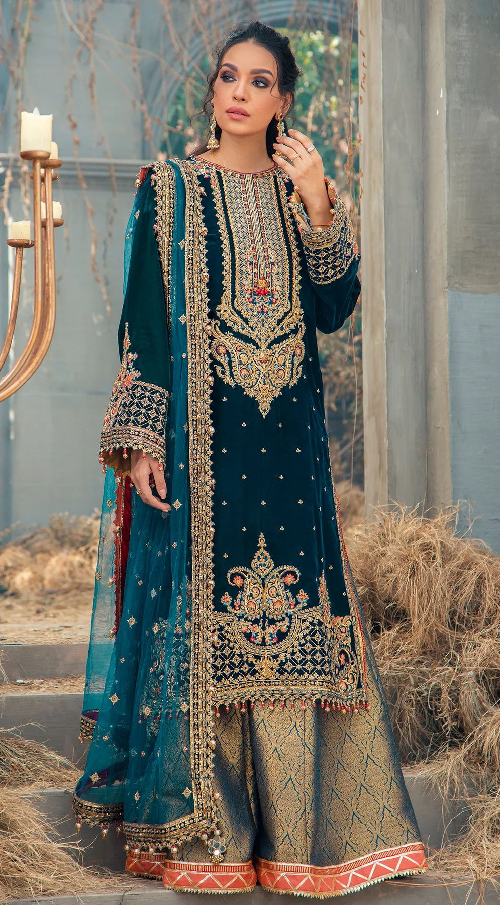ELLANIE VL121-07 |  Anaya by Kiran Chaudhry Velour De Fete '21 | Unstitched Embroidered Velvet Suits