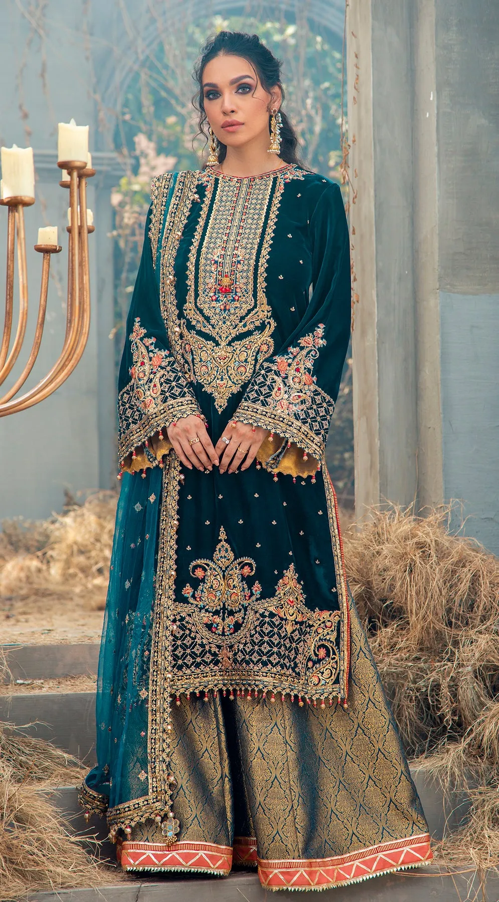 ELLANIE VL121-07 |  Anaya by Kiran Chaudhry Velour De Fete '21 | Unstitched Embroidered Velvet Suits