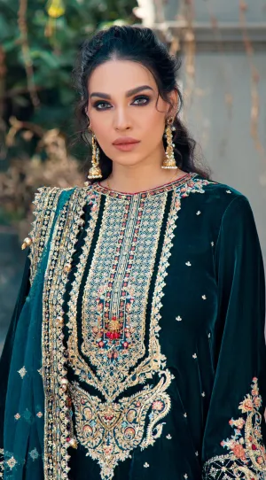 ELLANIE VL121-07 |  Anaya by Kiran Chaudhry Velour De Fete '21 | Unstitched Embroidered Velvet Suits