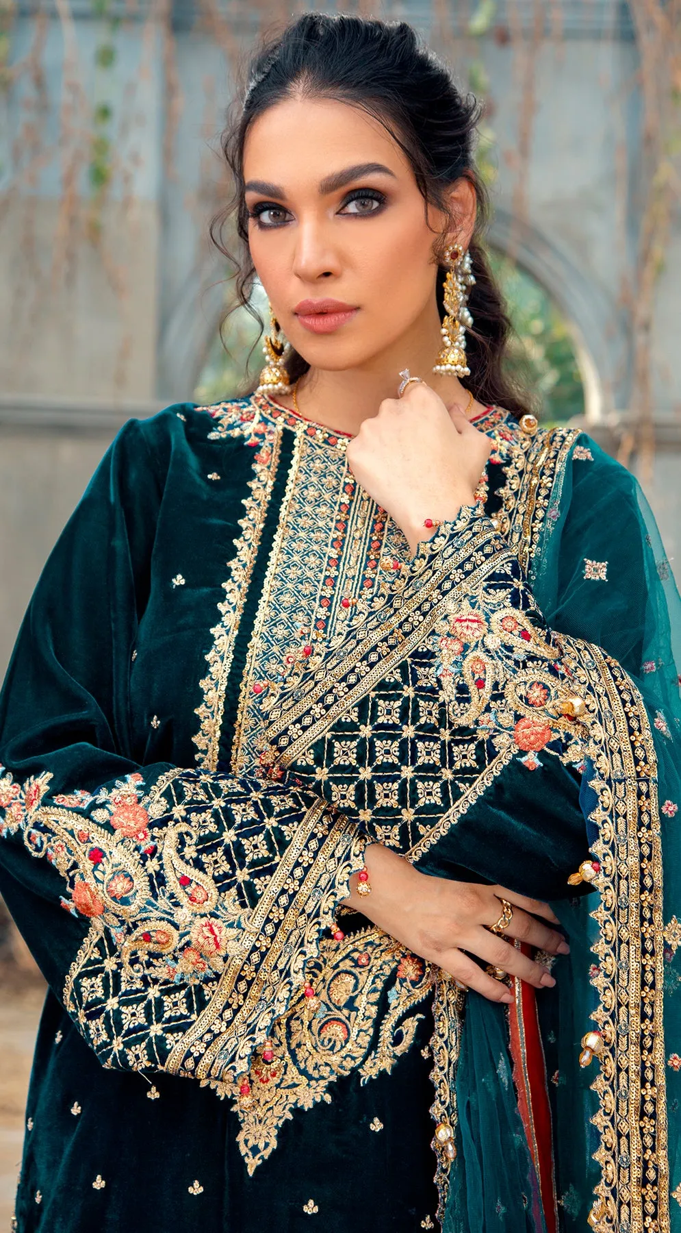 ELLANIE VL121-07 |  Anaya by Kiran Chaudhry Velour De Fete '21 | Unstitched Embroidered Velvet Suits