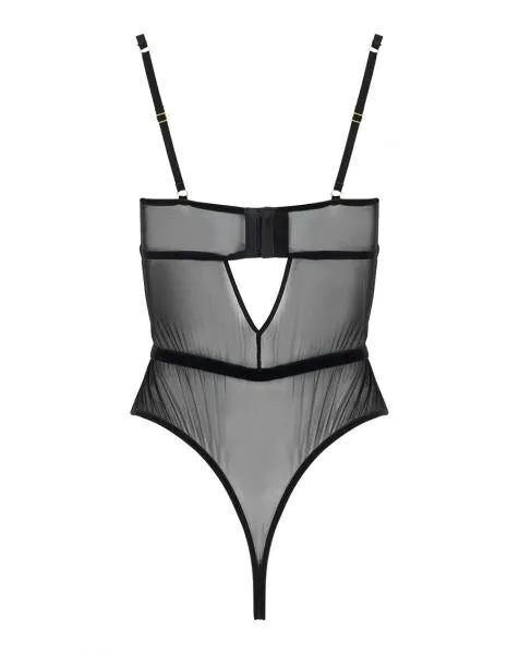 Embroidery Underwire Bodysuit - Mesh Jewel/Velvet -
