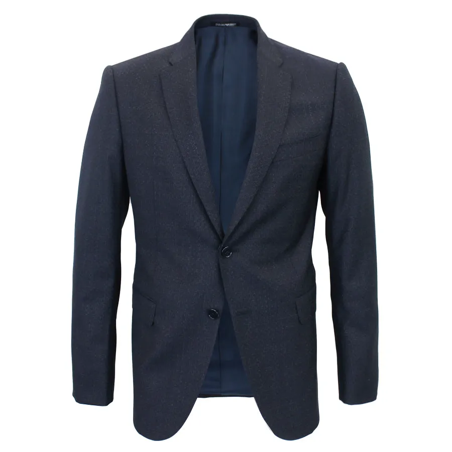 Emporio Armani - M Line Slim Fit Microcheck Pattern Suit in Navy