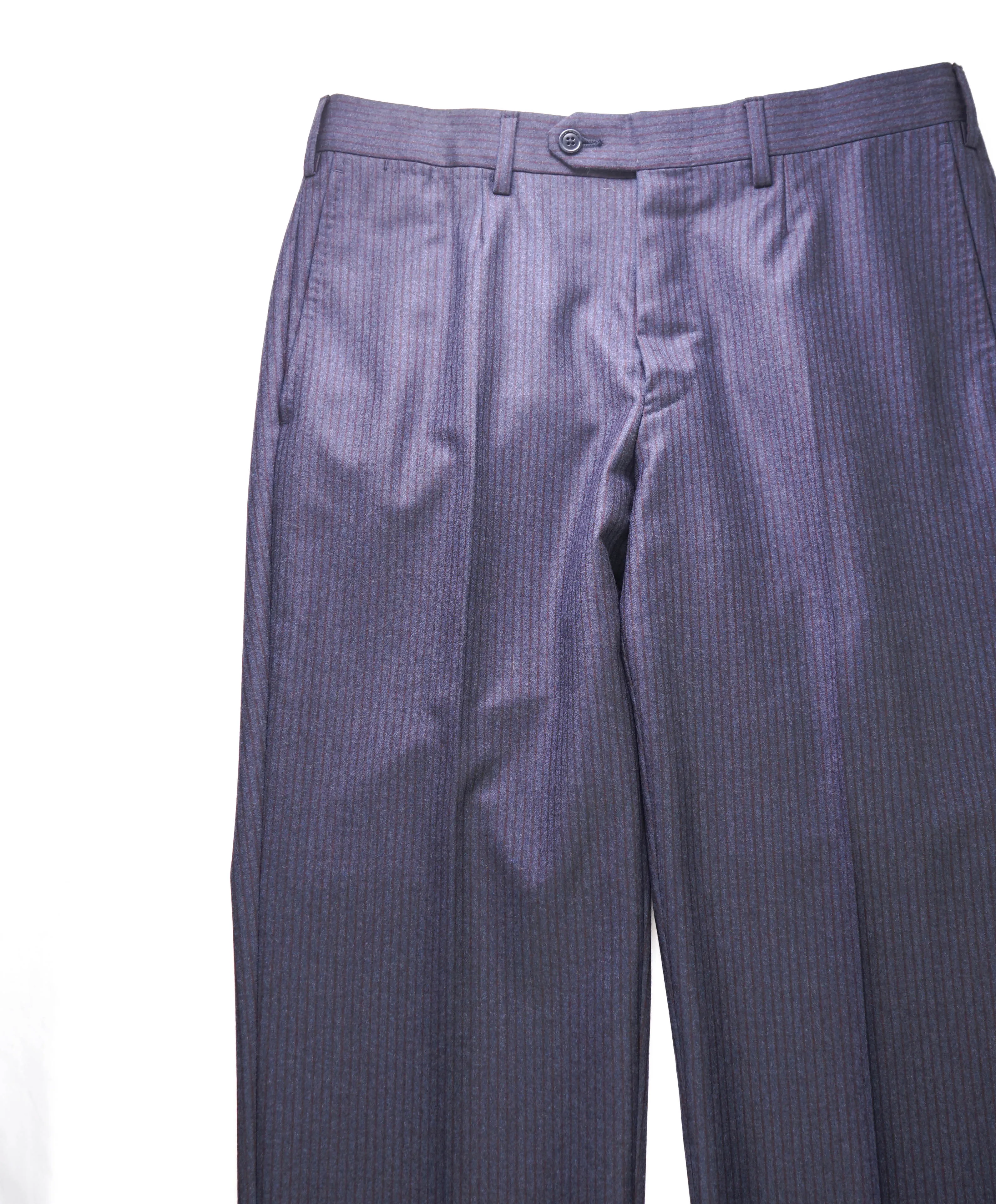 ERMENEGILDO ZEGNA - "MILA" Burgundy/Blue FLANNEL Dress Pants - 32W (48EU)