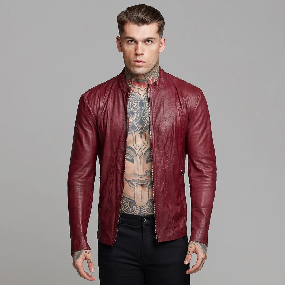 Father Sons Oxblood Lambs Leather Jacket - FSH257