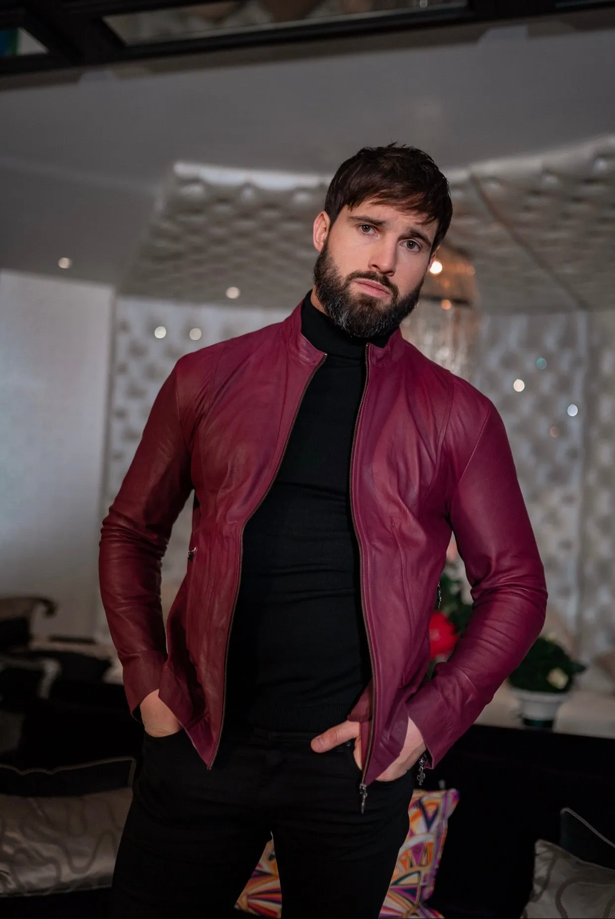 Father Sons Oxblood Lambs Leather Jacket - FSH257
