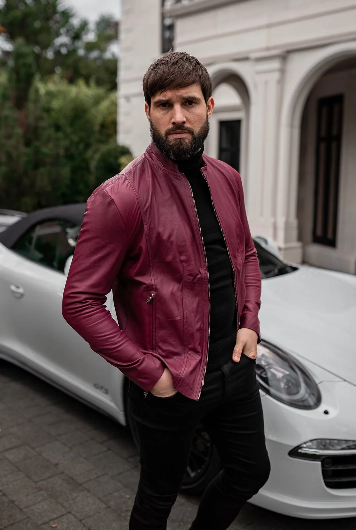 Father Sons Oxblood Lambs Leather Jacket - FSH257