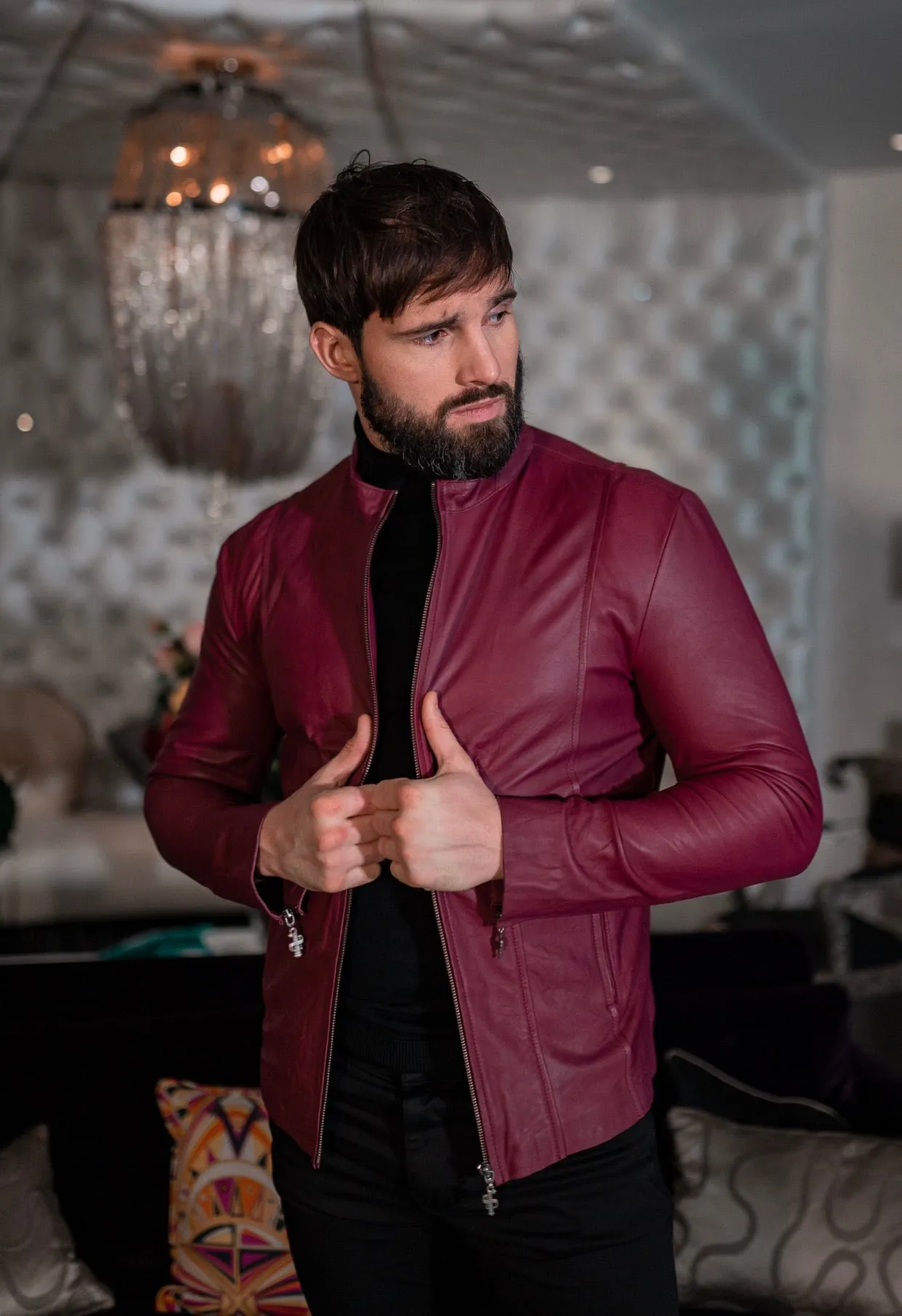 Father Sons Oxblood Lambs Leather Jacket - FSH257