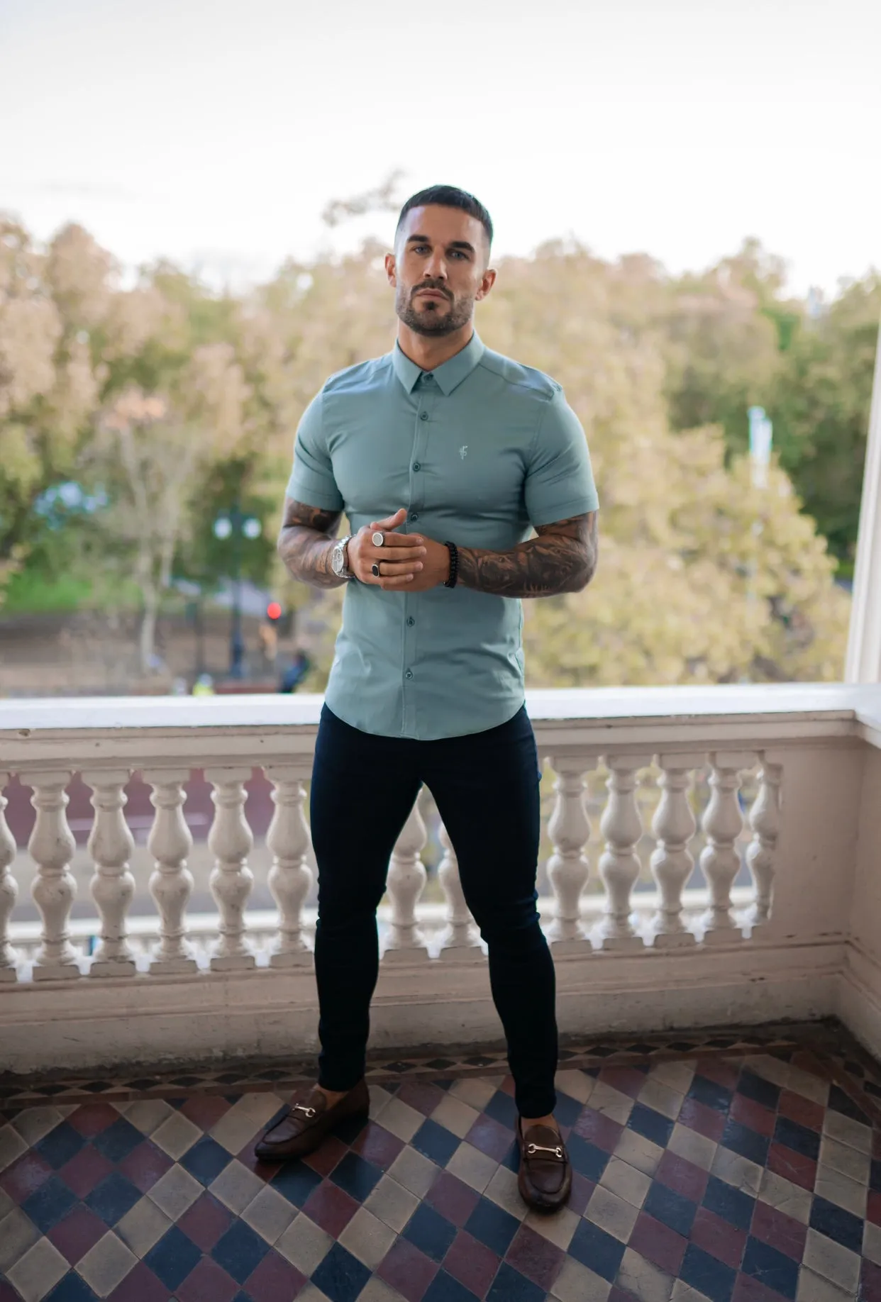 Father Sons Slim Stretch Navy Sateen Trousers - FSH406