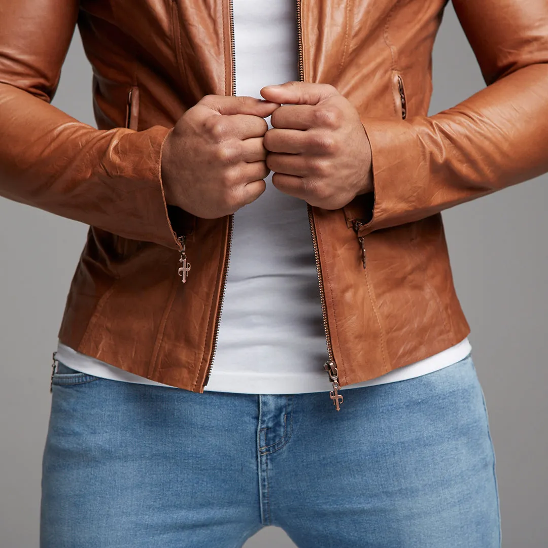 Father Sons Tan Lambs Leather Jacket - FSH205