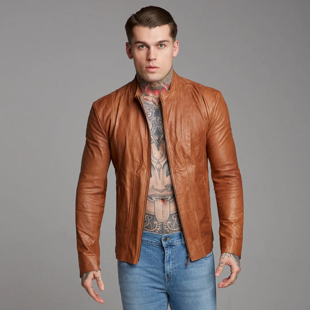 Father Sons Tan Lambs Leather Jacket - FSH205