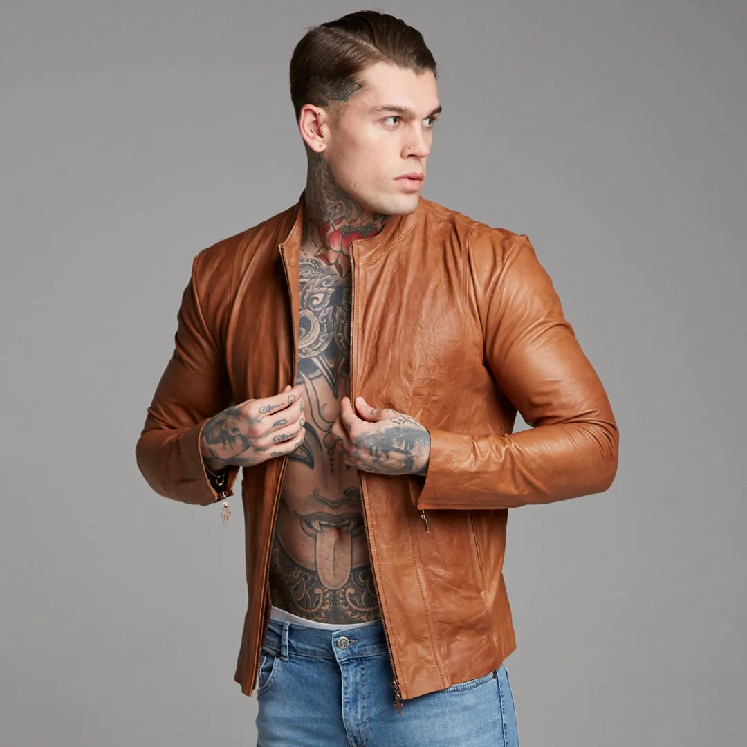 Father Sons Tan Lambs Leather Jacket - FSH205
