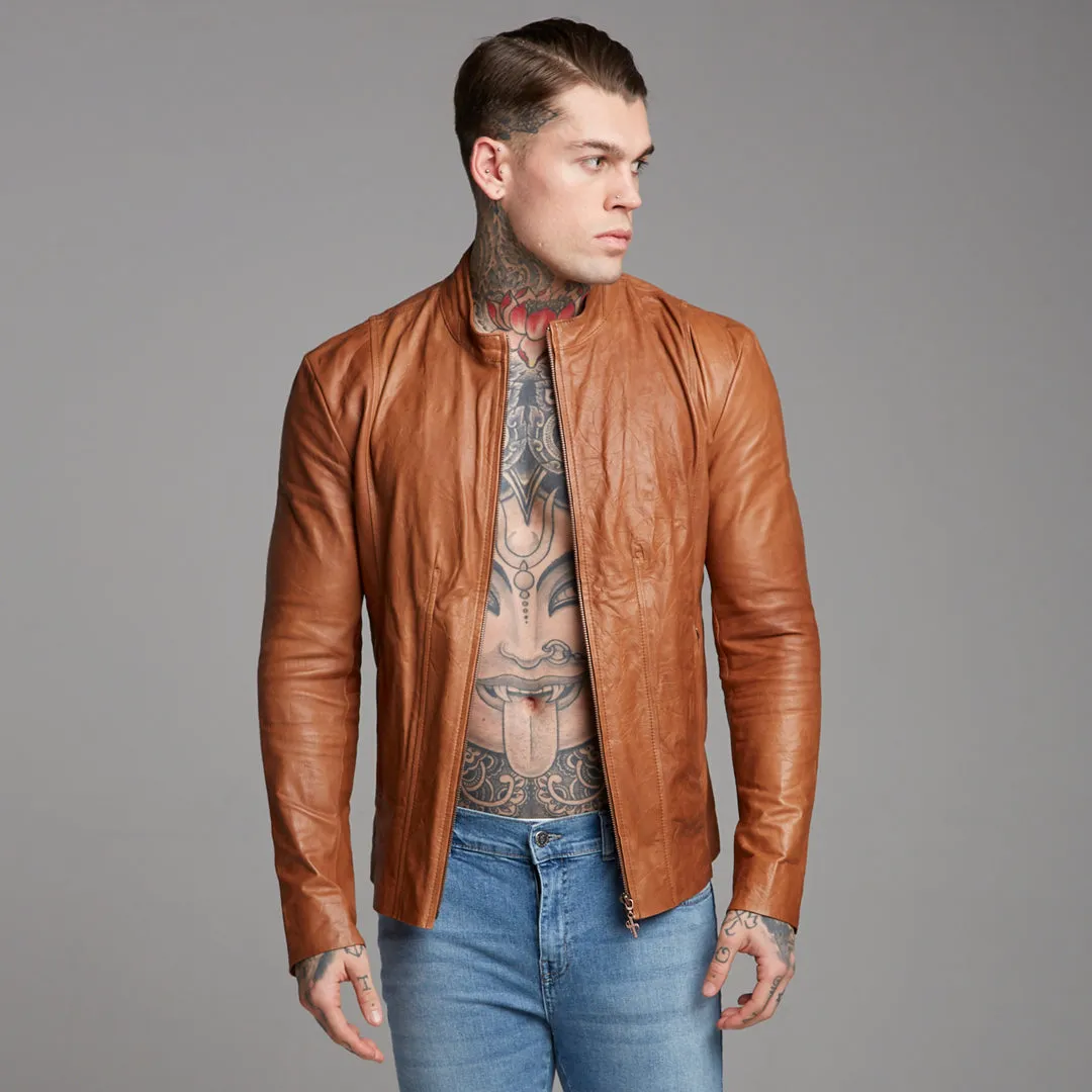 Father Sons Tan Lambs Leather Jacket - FSH205