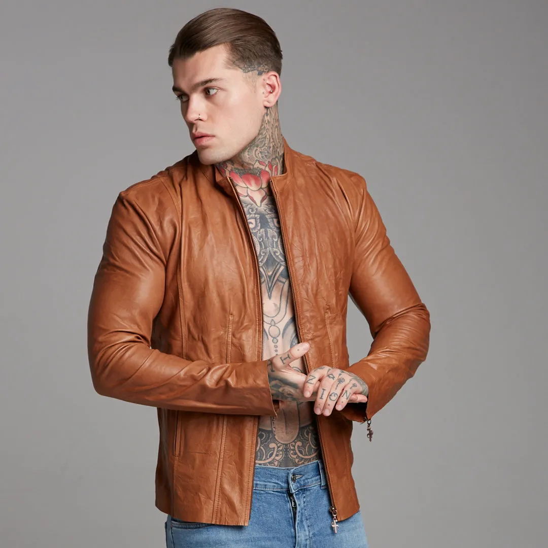 Father Sons Tan Lambs Leather Jacket - FSH205