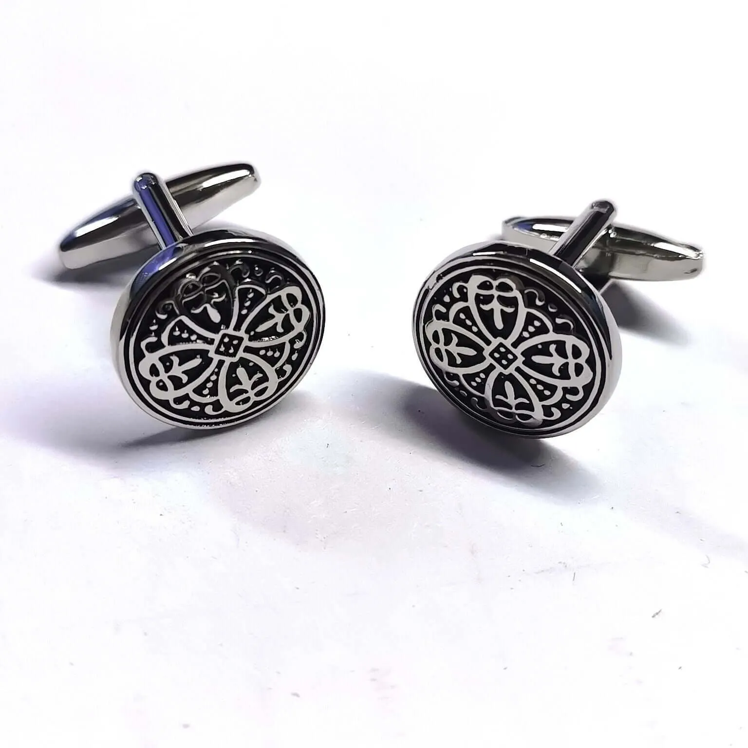 Flower Pattern Men's French Vintage Swank Cufflinks