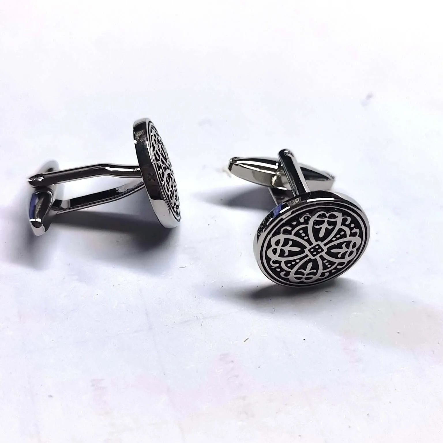 Flower Pattern Men's French Vintage Swank Cufflinks