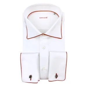French Cuff Dress Shirt with Burnt Orange Piping Detail