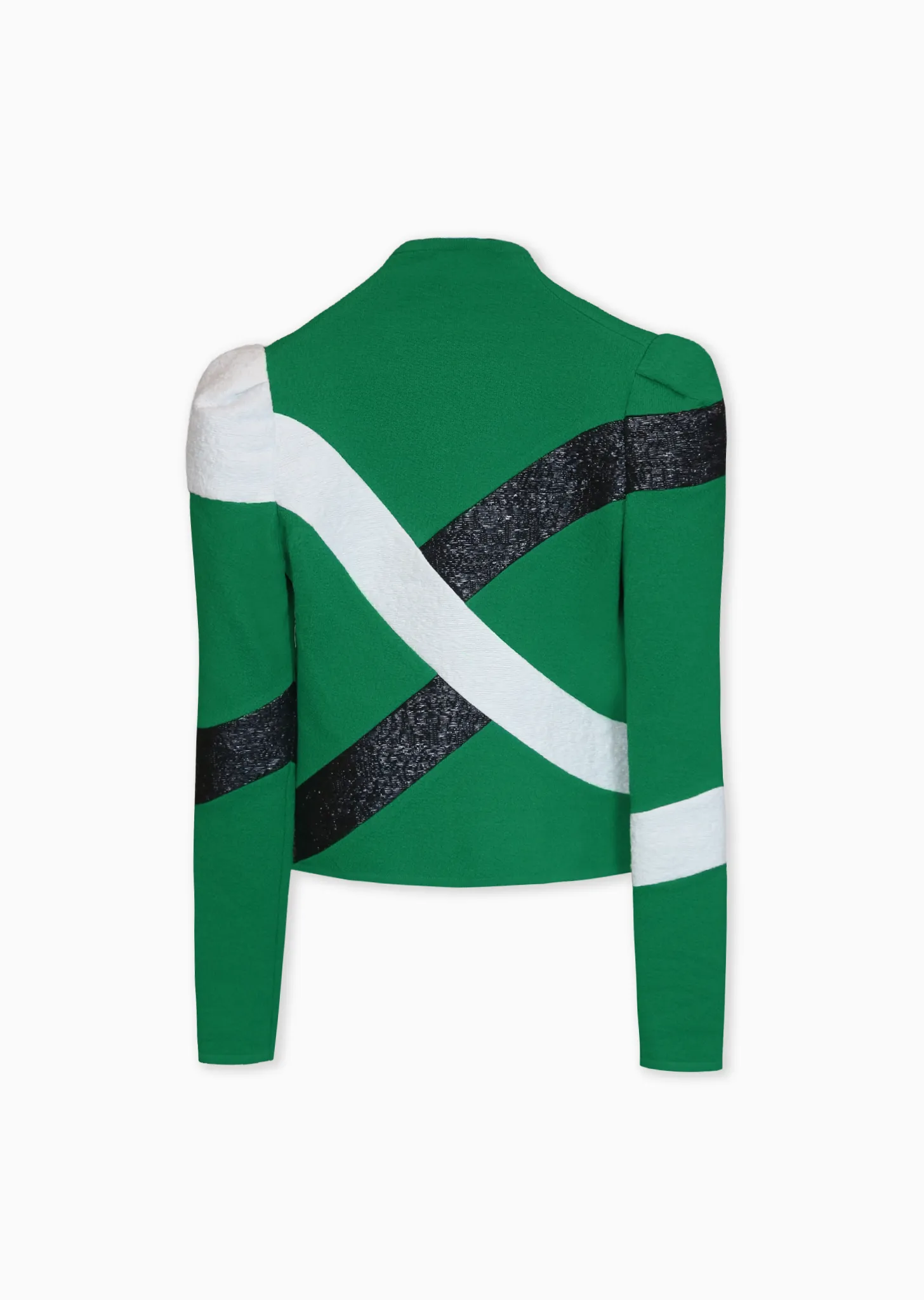 Galatee – Raffia Striped Fitted Jacket with Puffed Shoulders