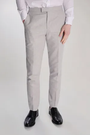 Giacomo Slim Fit Cotton Linen Suit Trousers in Grey