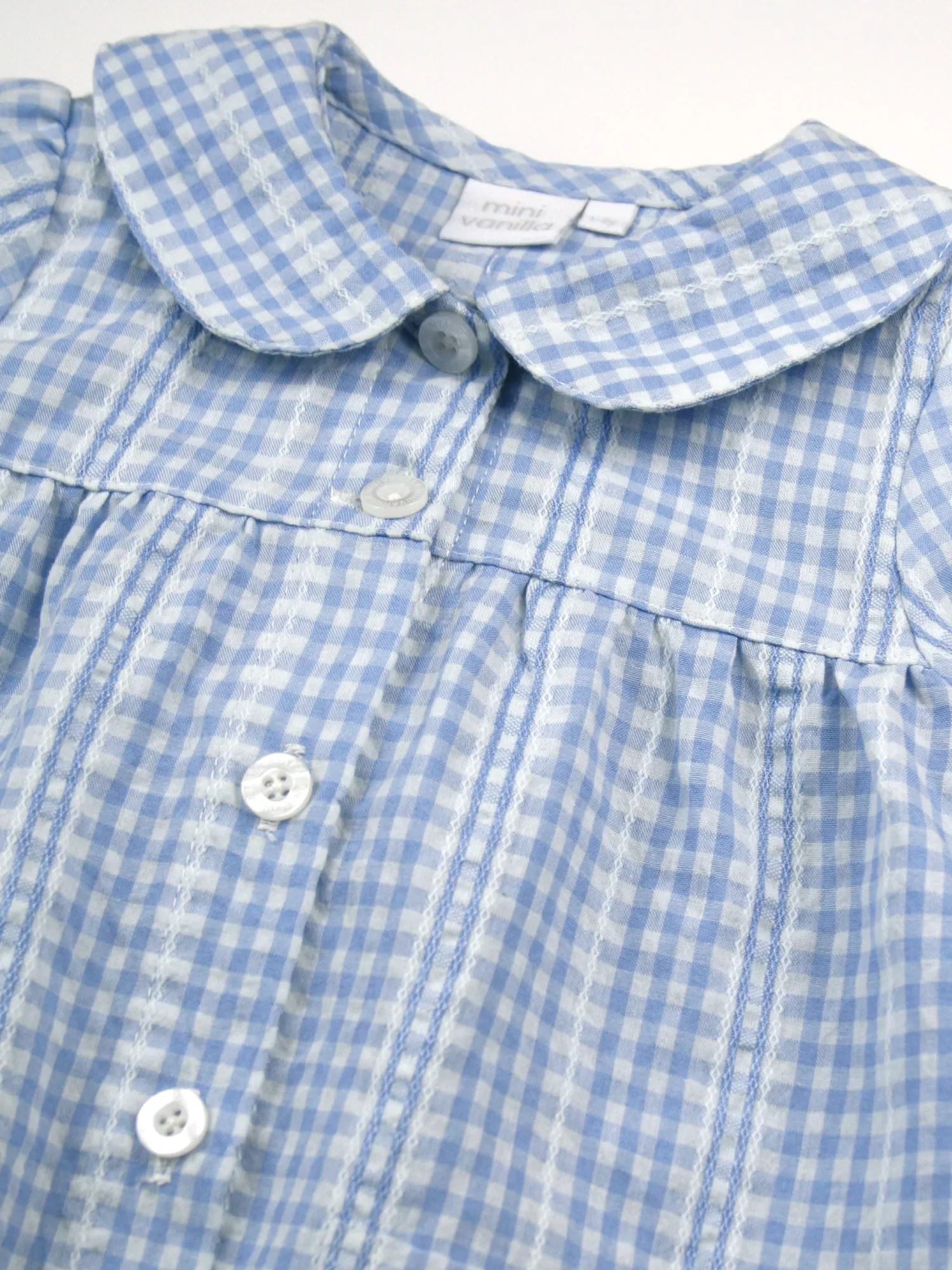 Girls Blue White seersucker check Pyjama Set