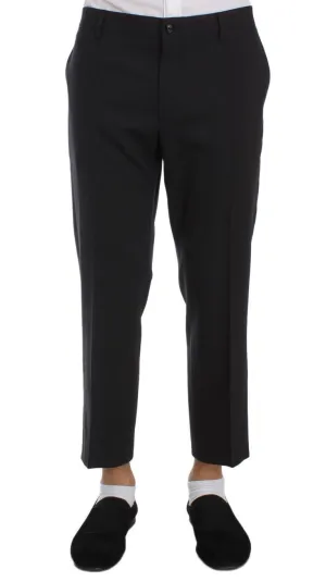 Gray Wool Stretch Cropped Pants