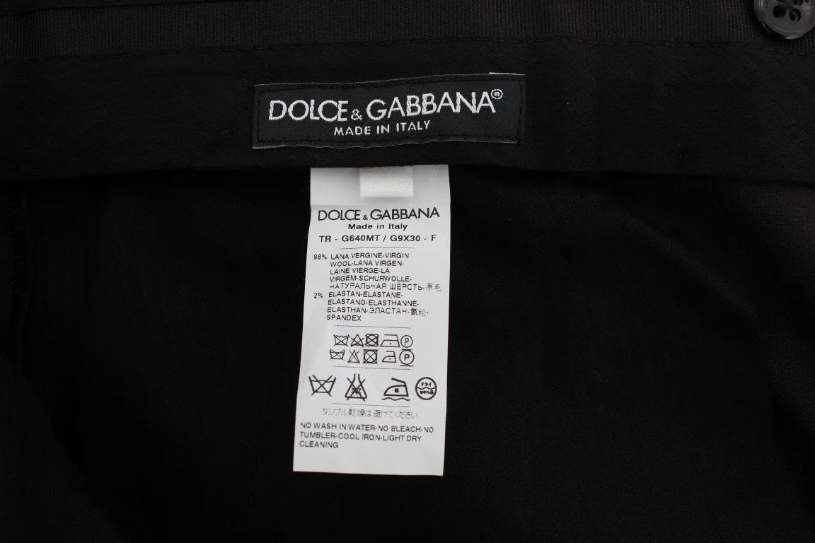 Gray Wool Stretch Cropped Pants