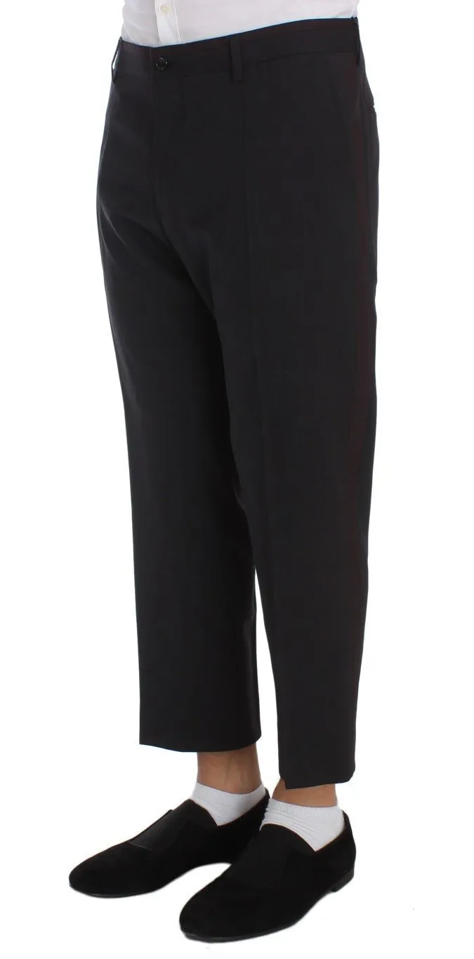 Gray Wool Stretch Cropped Pants