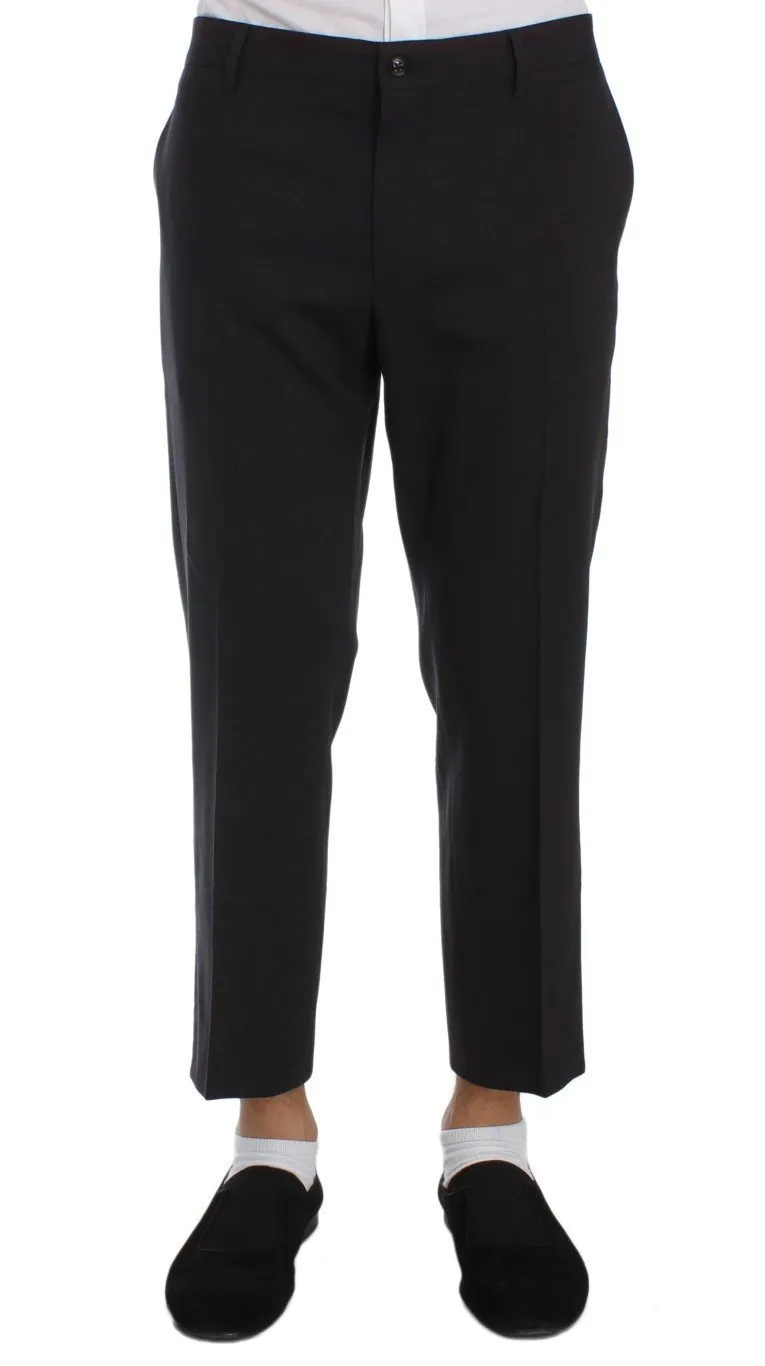 Gray Wool Stretch Cropped Pants