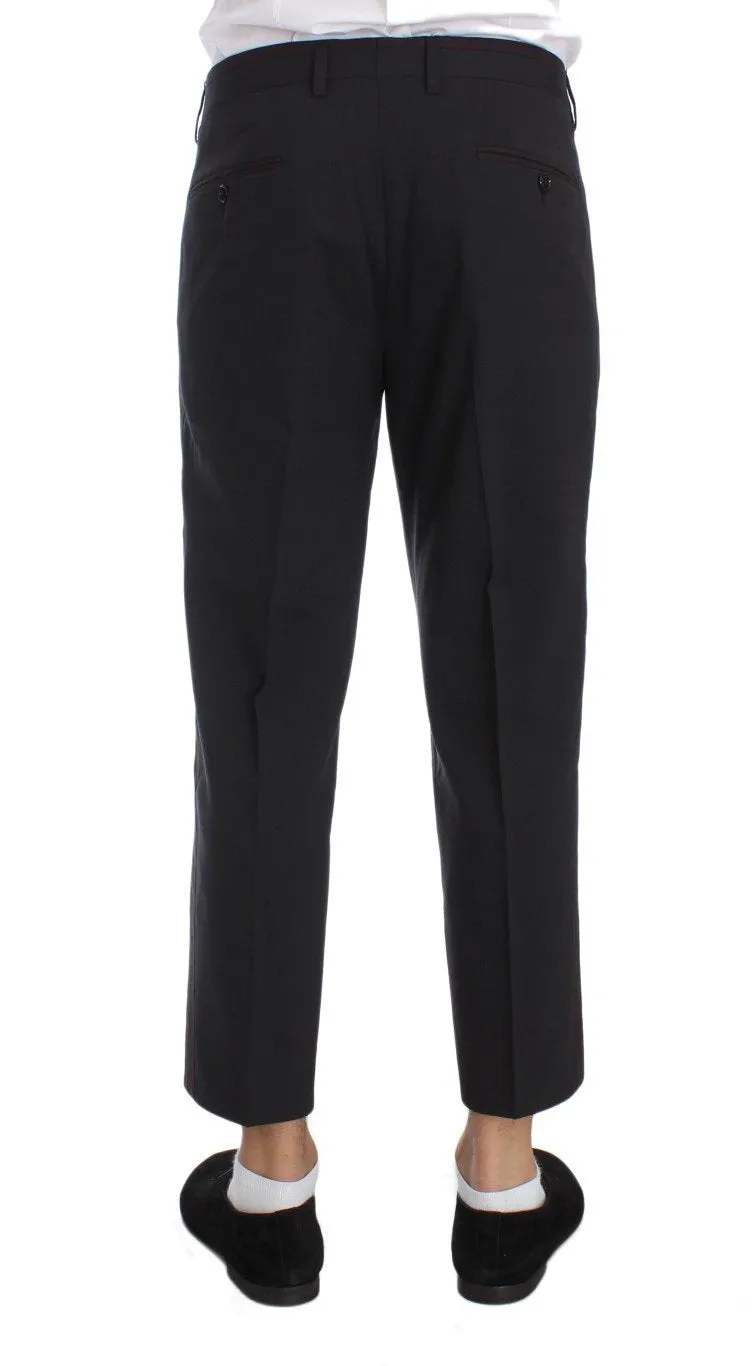 Gray Wool Stretch Cropped Pants