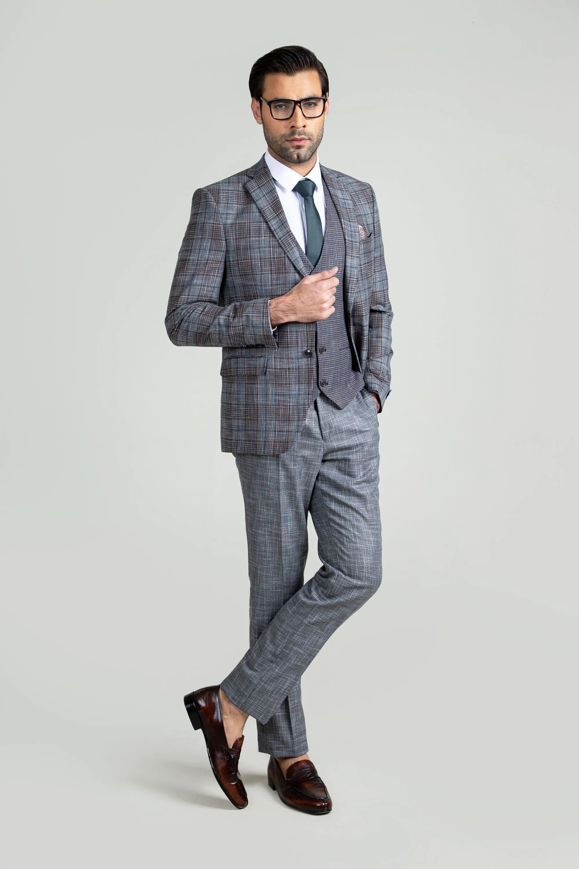 Hazel Check Suit-3pcs-Made In Turkey