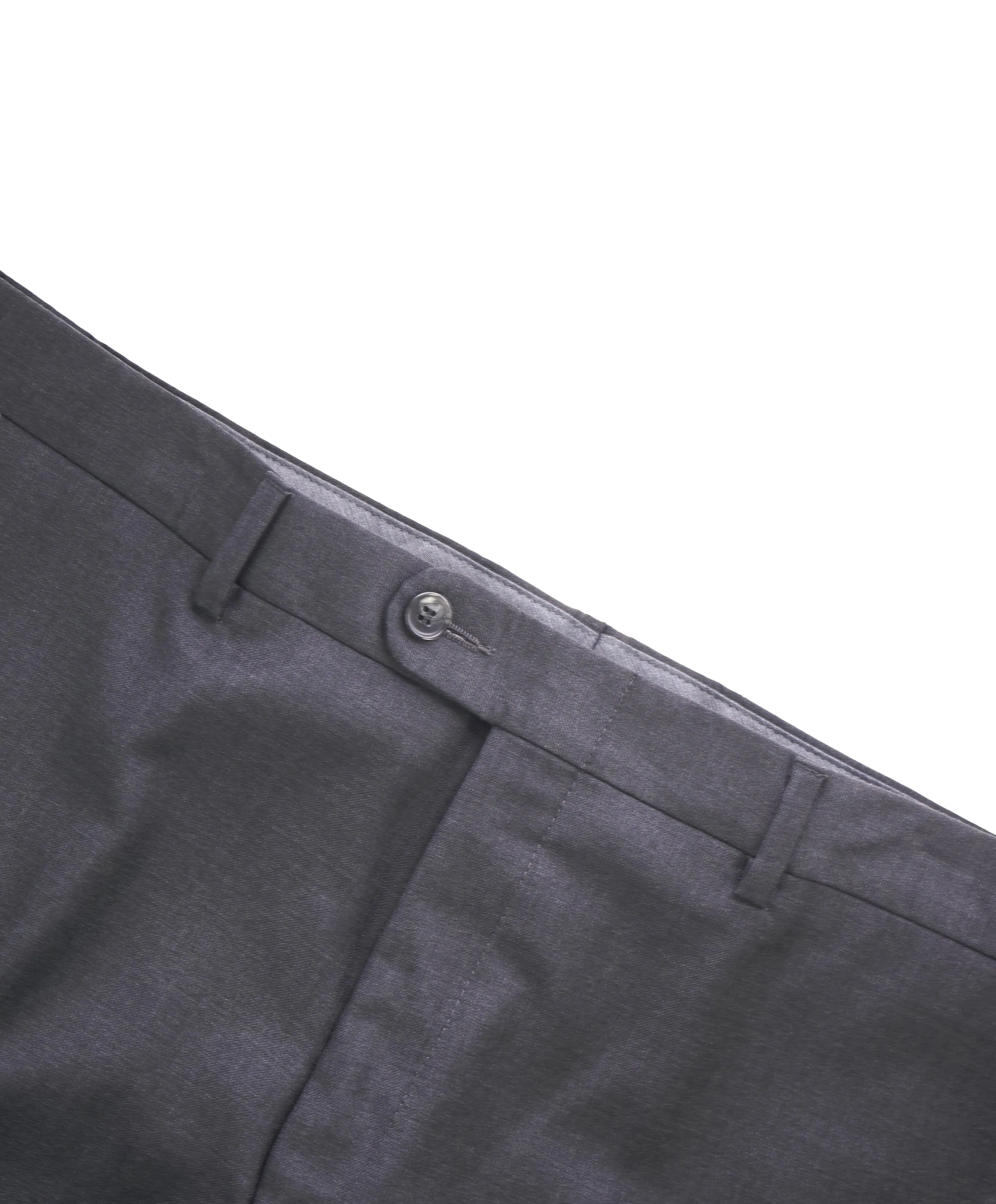 HICKEY FREEMAN -  Charcoal Gray Closet Staple Wool Flat Front Dress Pants - 36W