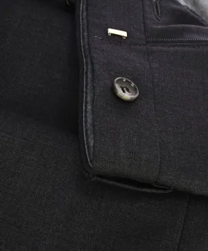 HICKEY FREEMAN - Charcoal Gray Wool Flat Front Dress Pants - 38W