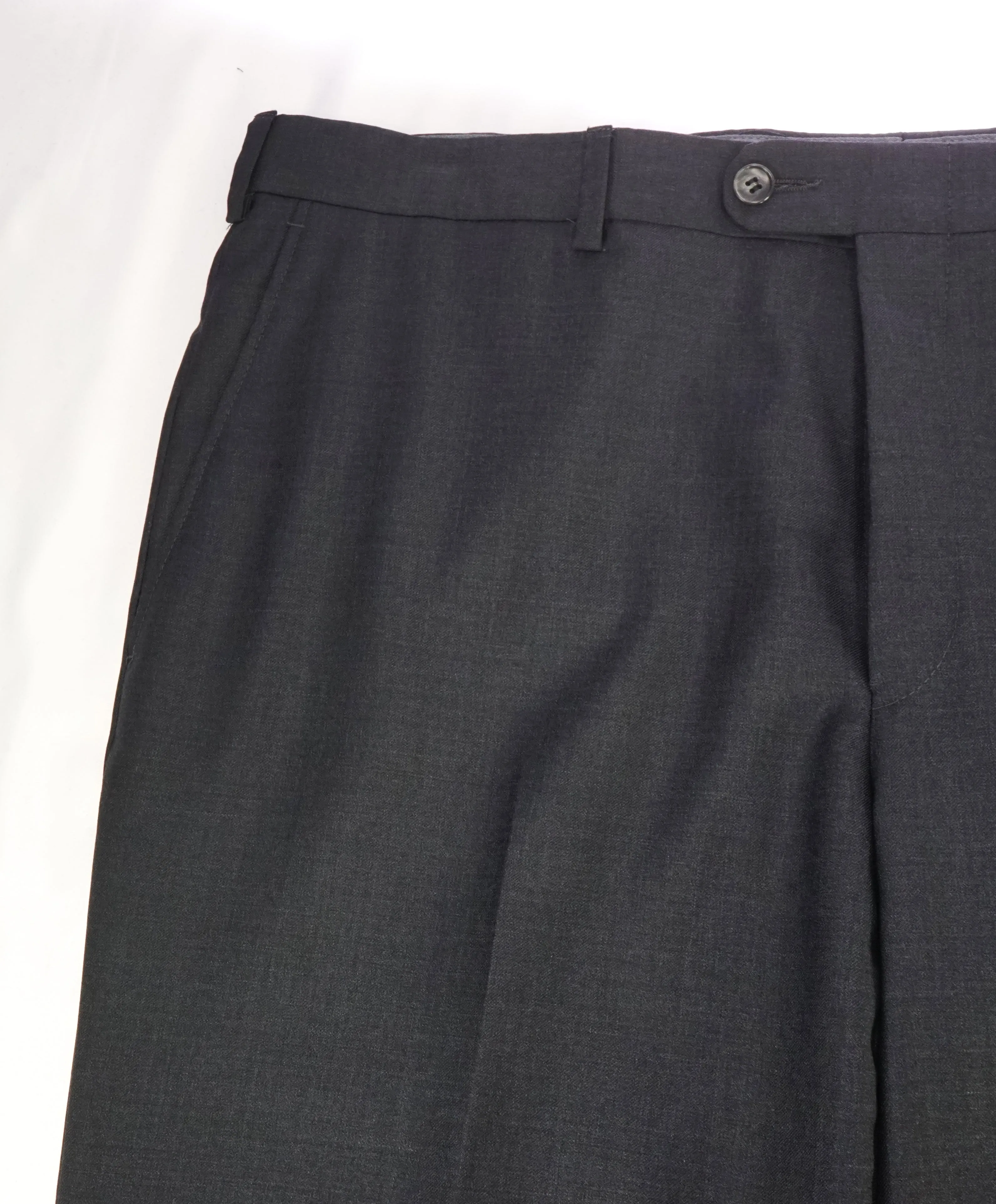 HICKEY FREEMAN - Charcoal Gray Wool Flat Front Dress Pants - 38W