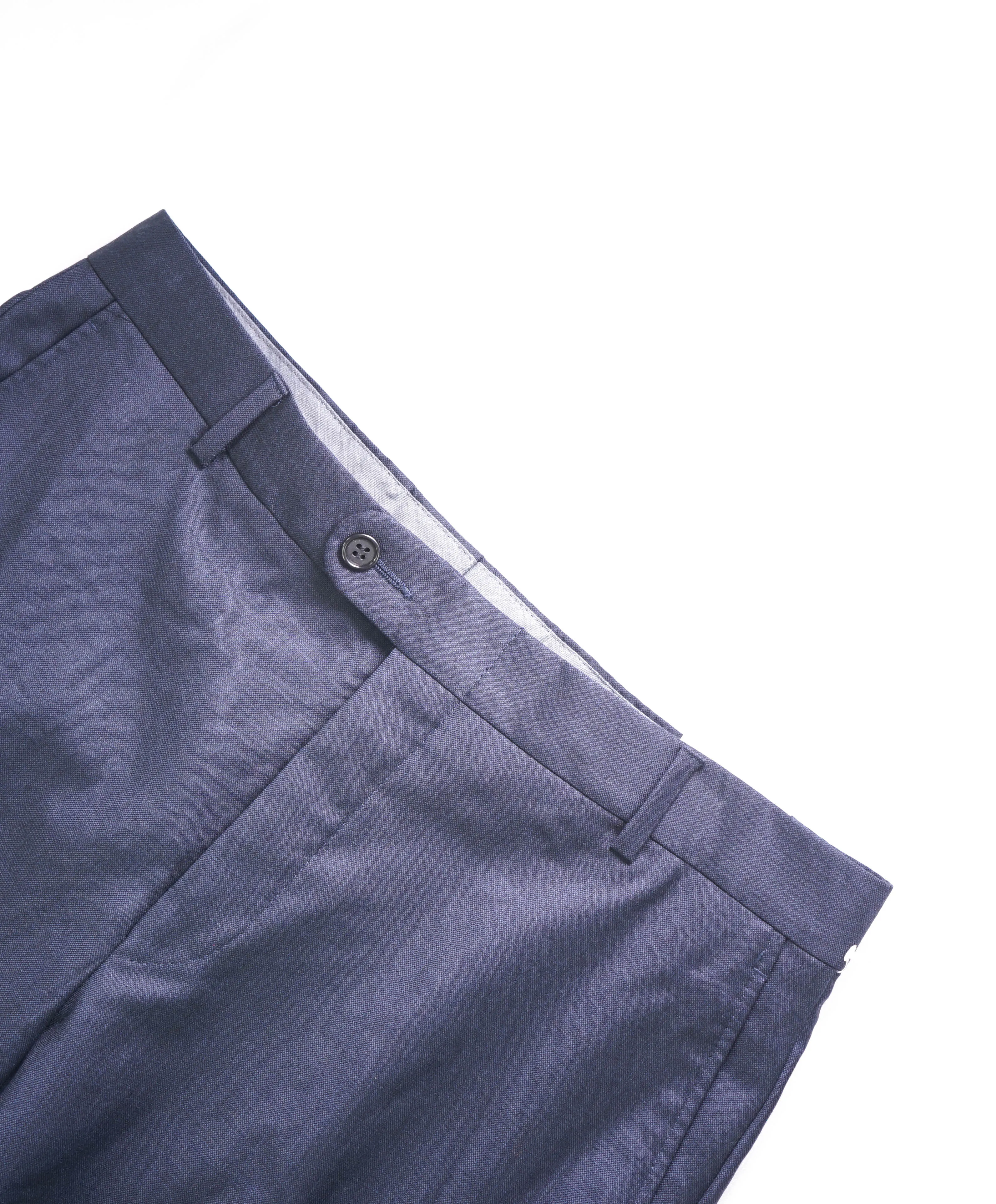HICKEY FREEMAN - Medium Blue Wool Flat Front Dress Pants - 32W