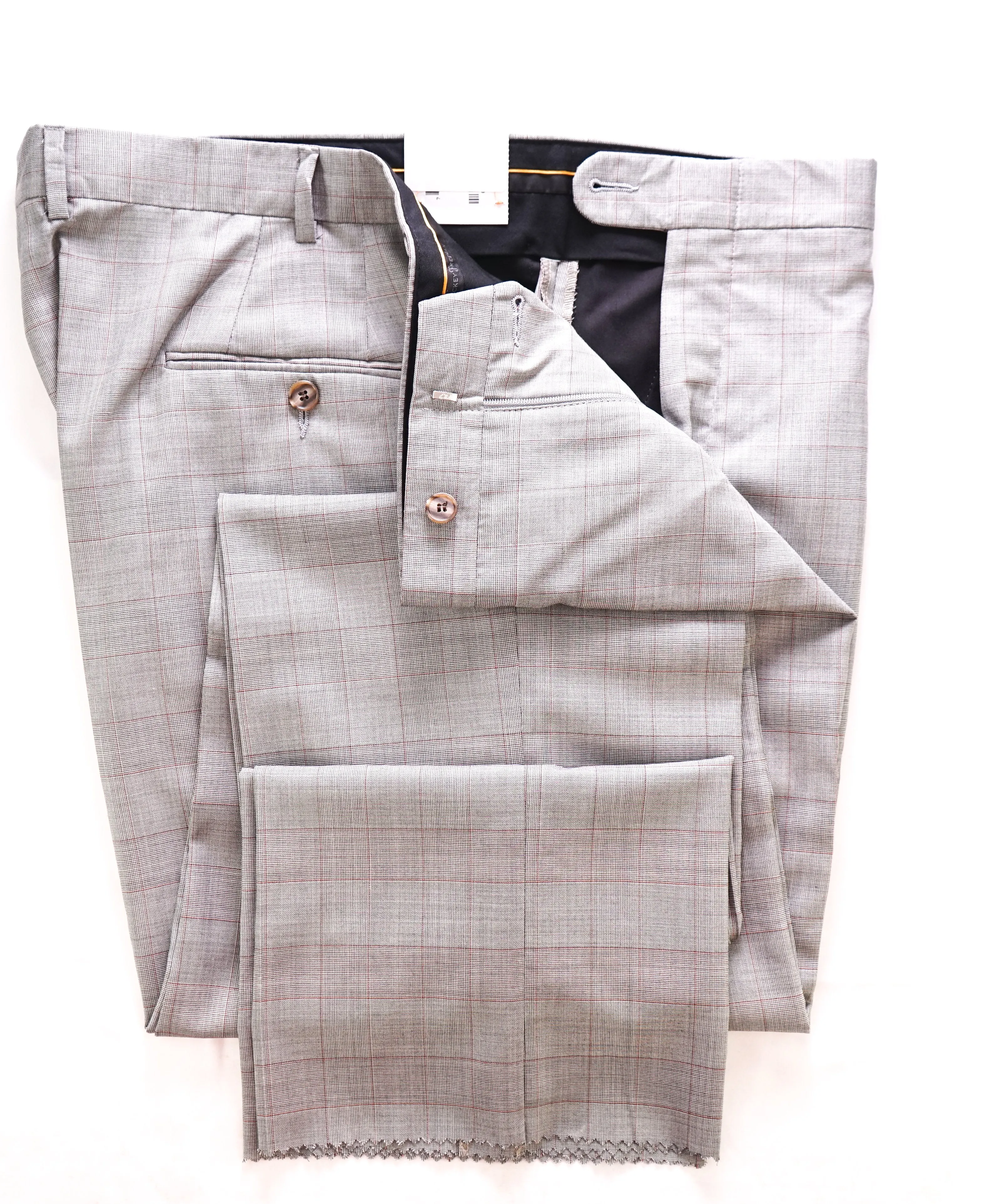 HICKEY FREEMAN - Prince Of Wales Check Black/White/Red Silk Blend Pants - 40W