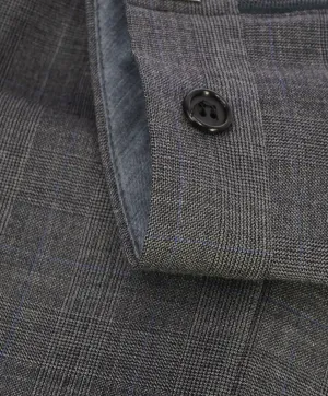 HICKEY FREEMAN - Prince of Wales Check Wool Flat Front Dress Pants - 38W
